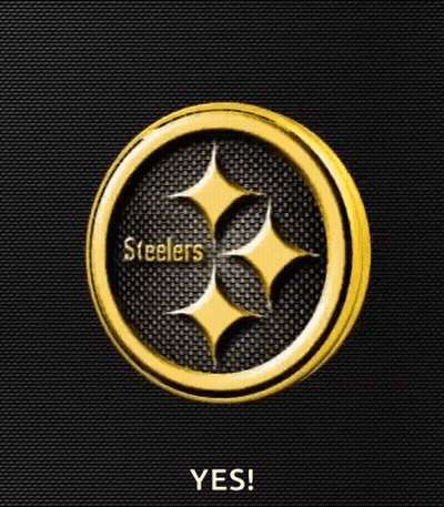 Golden Steelers Logo On Black Saying Yes GIF