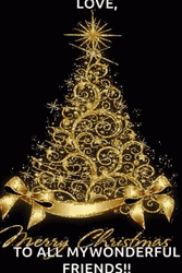 Golden Tree Merry Christmas Friend GIF