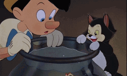 Goldfish Kissing Pinocchio And Figaro GIF