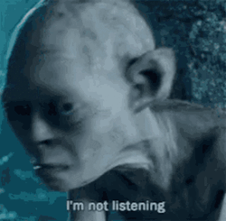 Golemn Scared Not Listening GIF