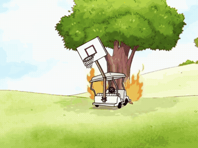 Golf Cart With Basketball Hoop GIF