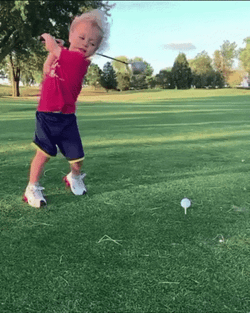 Golf Kid Swing And A Miss GIF