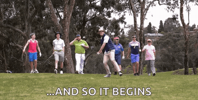 Golfers On Course Saying And So It Begins GIF