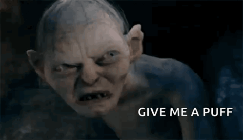 Gollum From The Lord Of The Rings Says Give Me A Puff . GIF