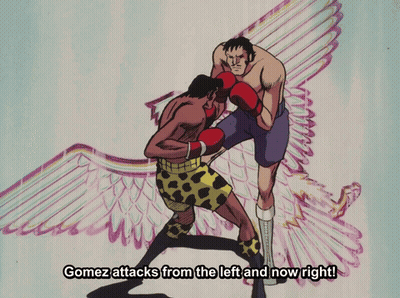 Gomez Attacks From Left And Right Boxing Cartoon GIF