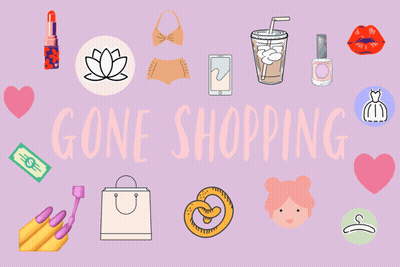 Gone Shopping Icons On Blue Background GIF
