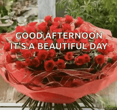 Good Afternoon Greeting Card With Vase Of Flowers GIF