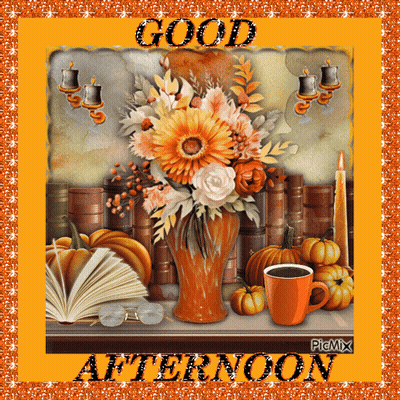 Good Afternoon Greeting With Vase Of Flowers GIF