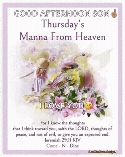 Good Afternoon Son Thursday Manna From Heaven Card GIF