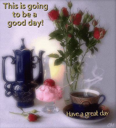 Good Day Card With Coffee And Ice Cream GIF