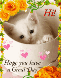 Good Day Cat Flowers Greeting GIF