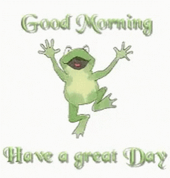 Good Day Morning Greeting Dancing Frog GIF
