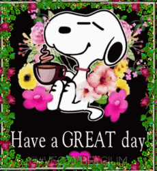 Good Day Snoopy Flowers Greeting GIF