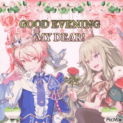 Good Evening My Dear Greeting Card With Boy And Girl GIF