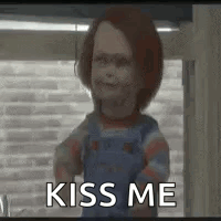 Good Guy Chucky Saying Kiss Me GIF