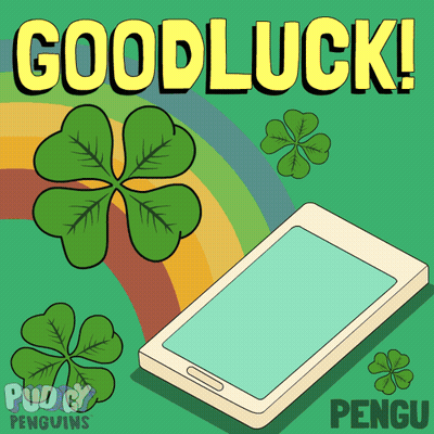 Good Luck Poster With Phone And Clovers GIF