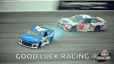 Good Luck Racing Above Race Cars GIF