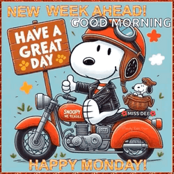 Good Monday Morning Snoopy Riding Motorcycle GIF