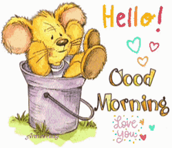Good Morning Animated Hiding Bear GIF
