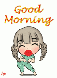 Good Morning Animated Red Lip Girl GIF
