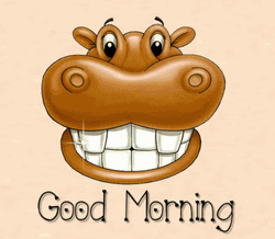 Good Morning Animated Smiling Hippo GIF
