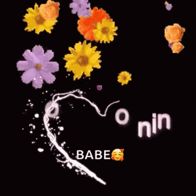 Good Morning Babe Greeting Card With Flowers GIF