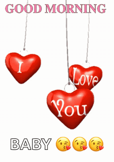 Good Morning Baby Card With Red Hearts GIF