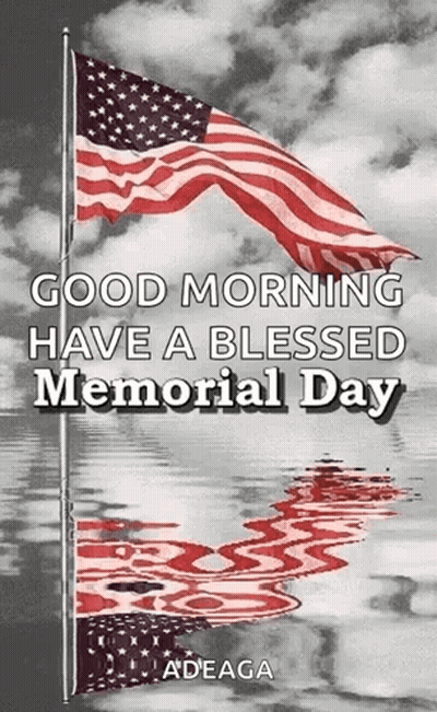 Good Morning Blessed Memorial Day Card American Flag GIF