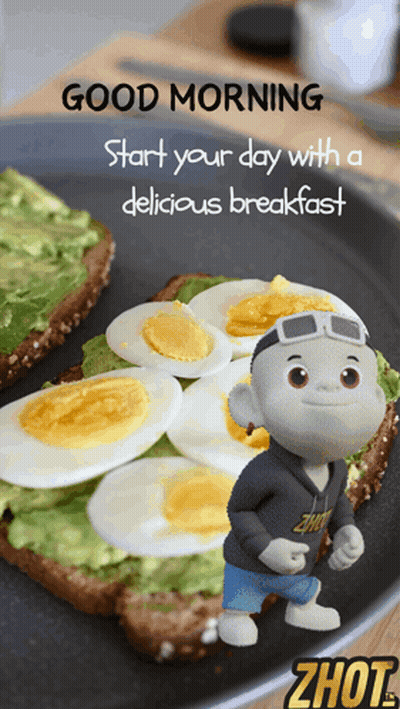 Good Morning Card With Coffee And Food GIF