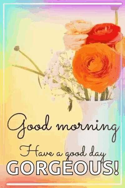 Good Morning Card With Flowers And Have A Good Day Gorgeous GIF