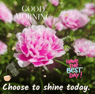 Good Morning Card With Pink Flower Choose To Shine Today GIF