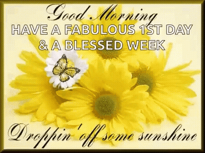 Good Morning Card With Yellow Daisies And Butterfly GIF