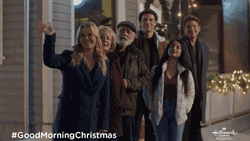 Good Morning Christmas Cast Waving GIF
