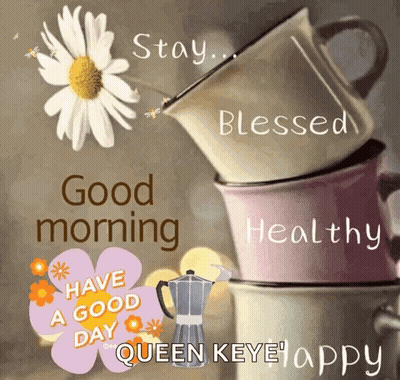Good Morning Coffee Cups And Daisy GIF