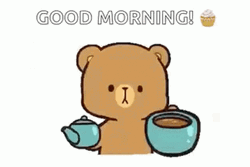 Good Morning Cute Bear Giving Coffee GIF