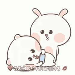 Good Morning Cute Kissing Animated Bunny GIF
