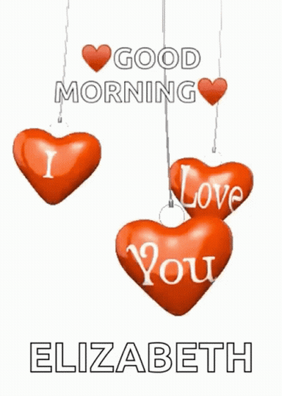 Good Morning Elizabeth Card With Red Hearts GIF