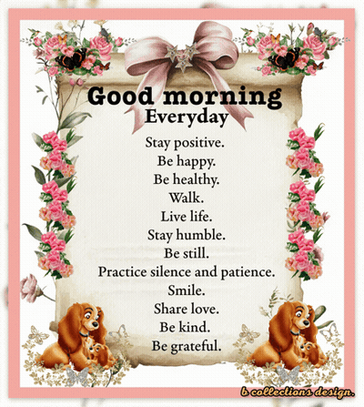 Good Morning Everyday Sign With Flowers GIF
