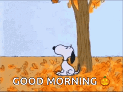 Good Morning Fall Snoopy Blowing Autumn Leaves