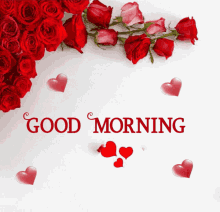 Good Morning Flowers Red Roses And Beating Hearts