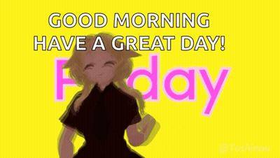 Good Morning Friday Greeting Girl Dancing On Yellow GIF