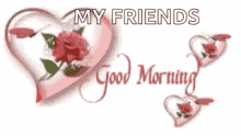 Good Morning Friends Pink Heart Butterfly Love GIF