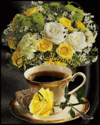 Good Morning Gorgeous Flowers And Coffee GIF