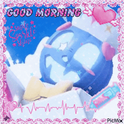 Good Morning Greeting Card Heartbeat Clock GIF