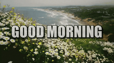 Good Morning Greeting Card With Butterflies And Rainbow GIF