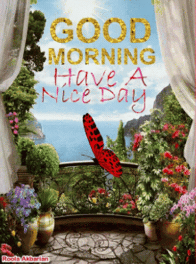 Good Morning Greeting Card With Butterfly GIF