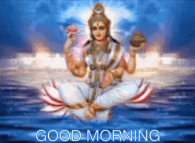 Good Morning Greeting Card With Deity On Lotus GIF