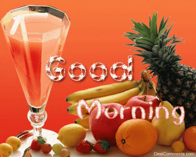 Good Morning Greeting Card With Fruit And Juice GIF