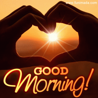 Good Morning Greeting Card With Hand Heart Shape GIF