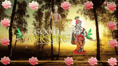 Good Morning Greeting Card With Krishna And Ram GIF